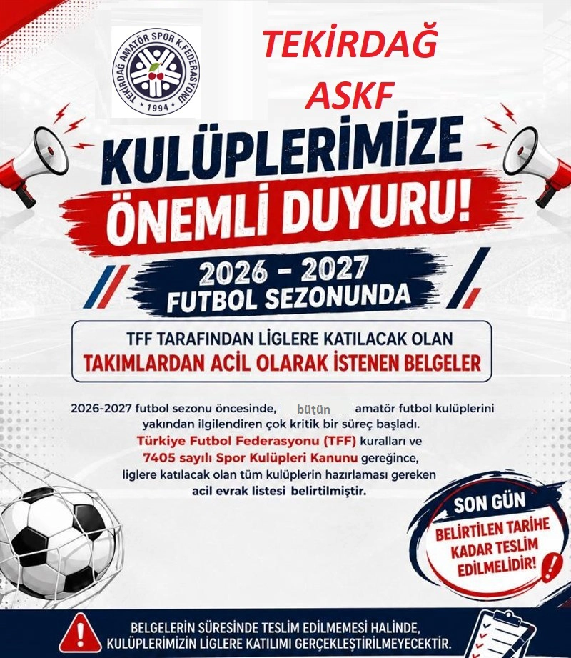Kulüplerimize Önemli Duyuru