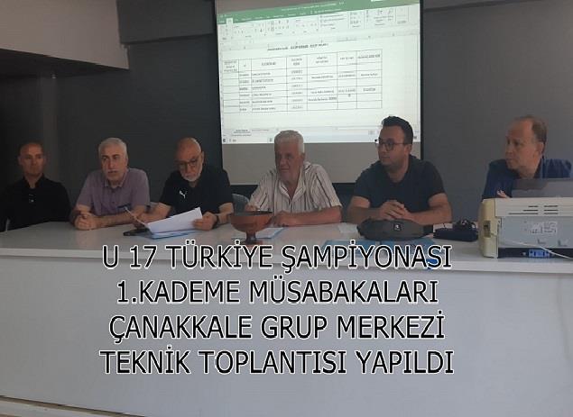 U 17 Türkiye Şampiyonası 1. Kademe Çanakkale Grup Merkezi Kuraları Çekildi